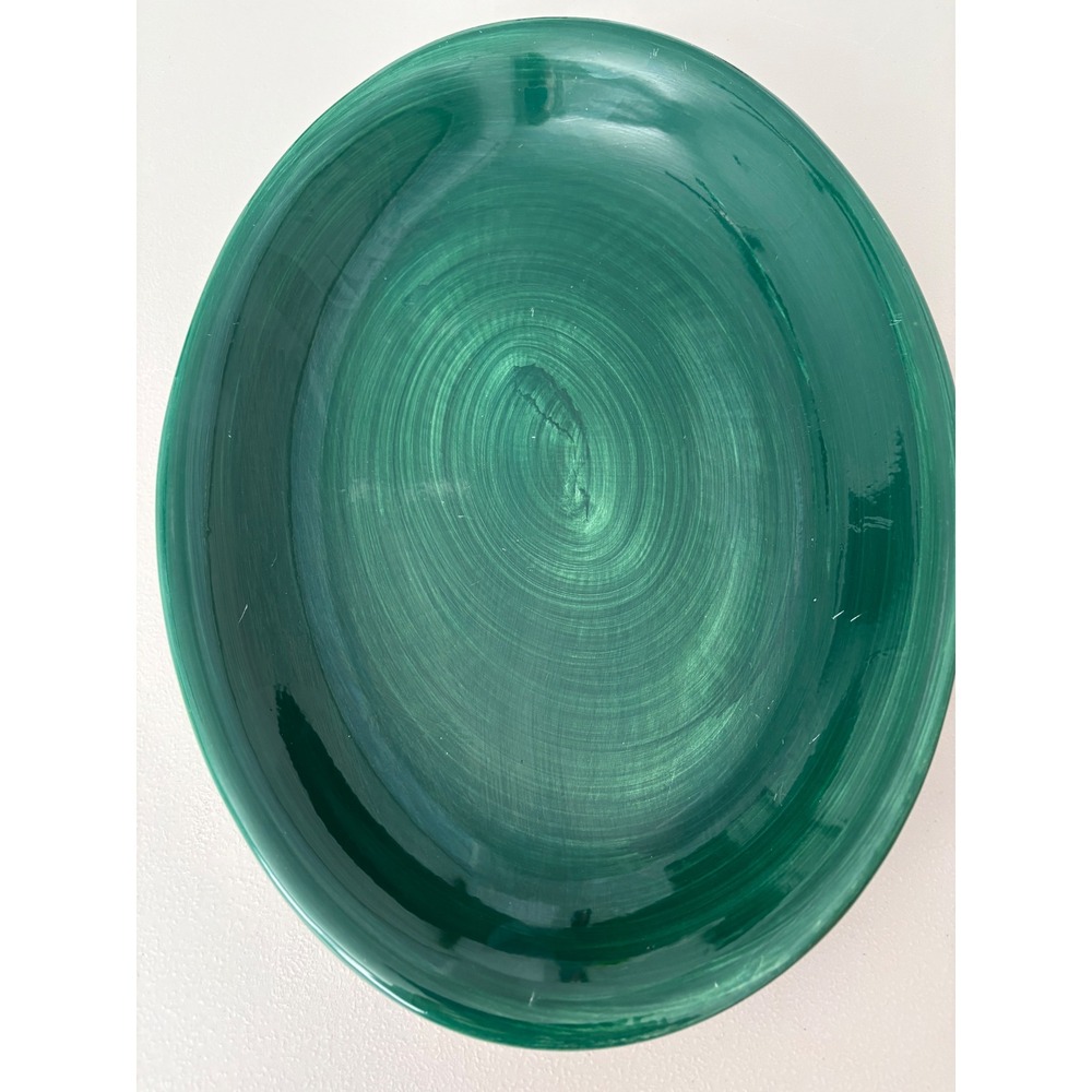Furio Made in Italy Large Green Glazed Pottery Serving Platter Plate Oval‎ - Picture 2 of 8